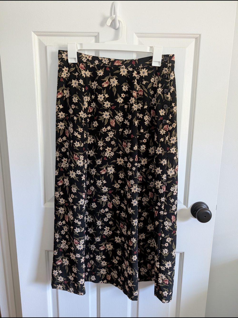 Rafaella Women's Black Floral Midi Skirt Size 10